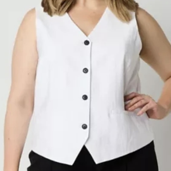 Liz Claiborne Jackets & Blazers - Women's Liz Claiborne White Vest Size 3X #28